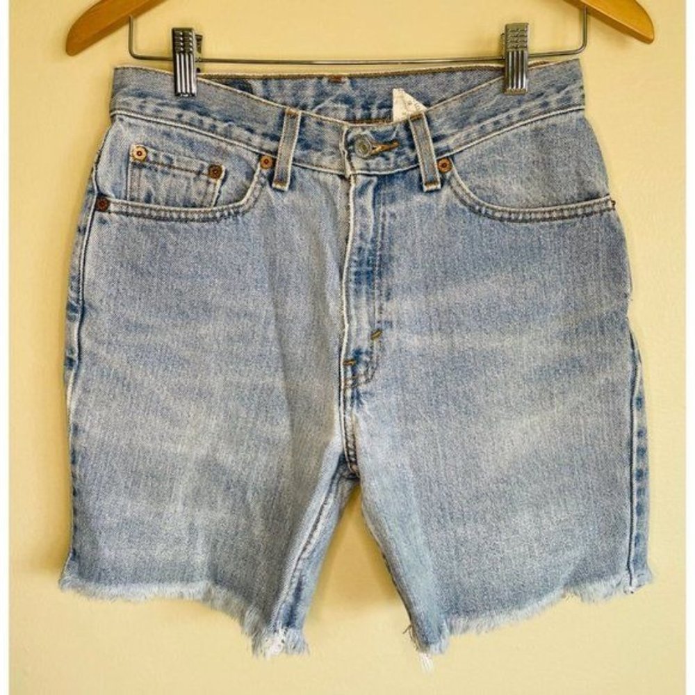 Levi's 512 Slim Fit Vintage Light Blue Denim Jean Cut Off Shorts Women Size 7